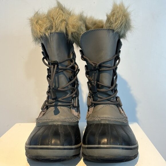 Sorel Women Boots Size 5 Gray Joan of Arctic Boot Shoes Suede faux Fur - Picture 2 of 9